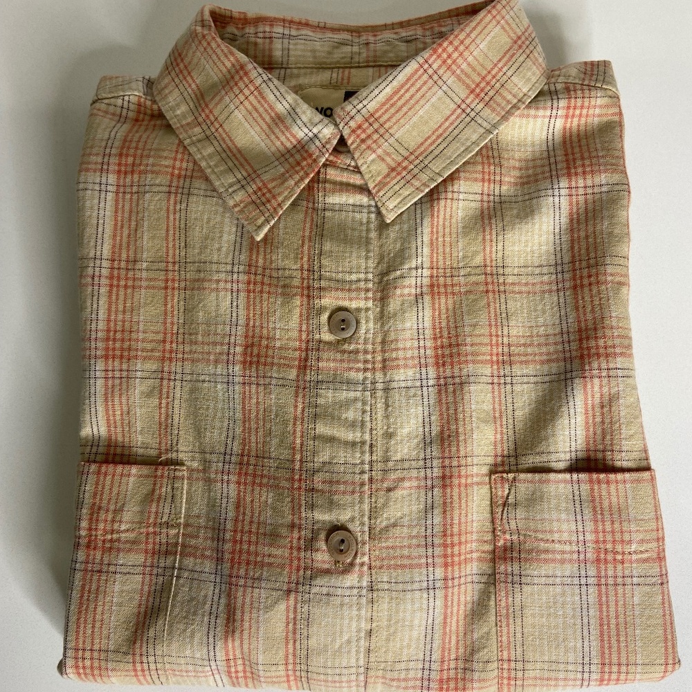Woolrich Tan & Orange Flannel Shirt; 100% Cotton; Lightweight; Medium; NWT